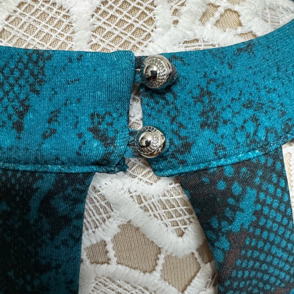 WHBM Blue and chocolate gradient snake prom Halter Midi Dress S - Picture 6 of 7